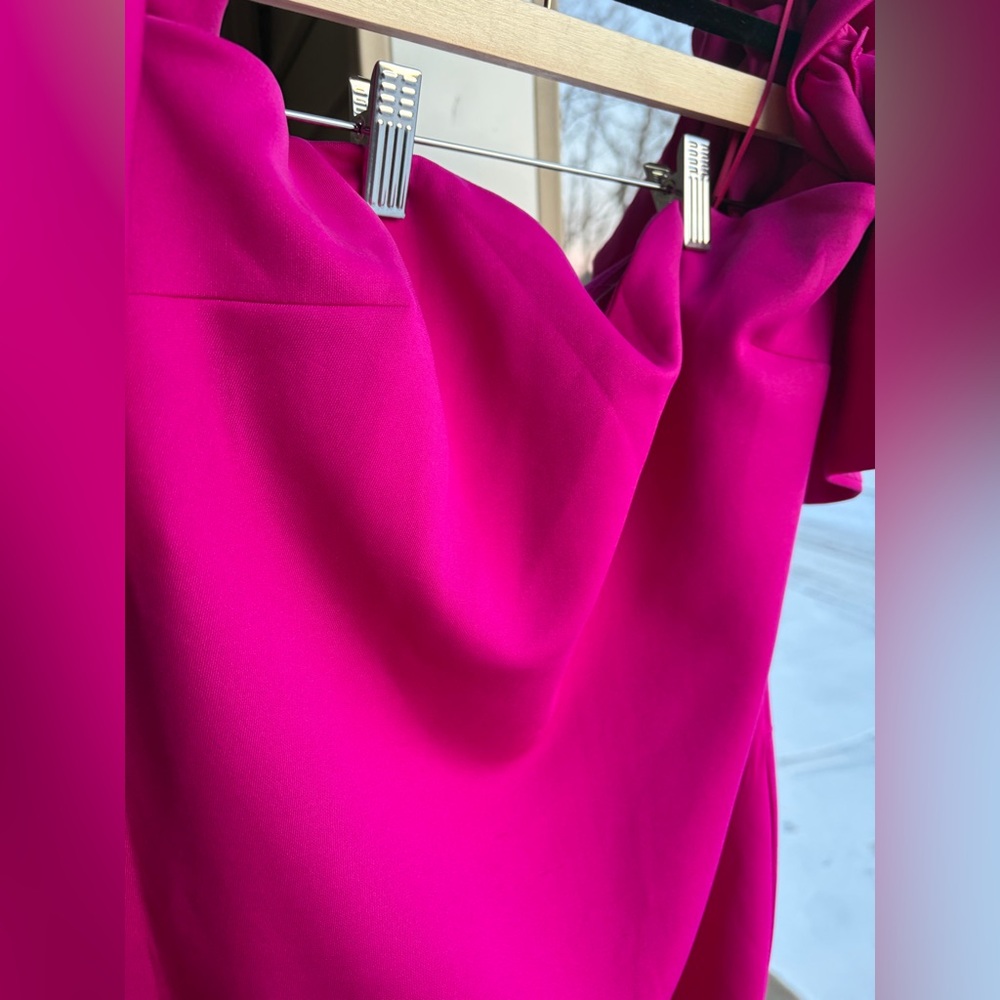🆕 🌸 Jewel Badgley Mischka Magenta Rosette Mini Dress Size 10 Scuba Party Chic - Picture 8 of 17